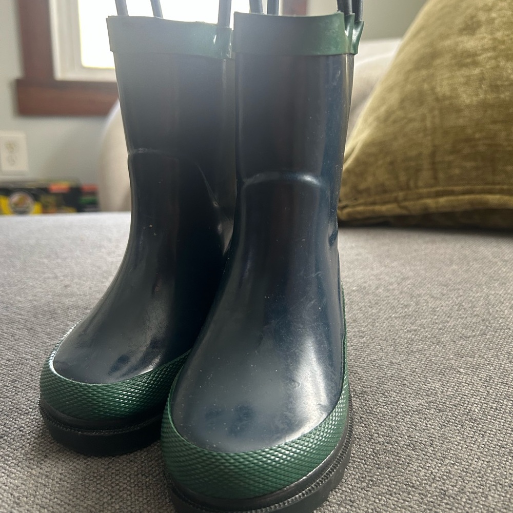 Kids' Black and Green Rain Boots